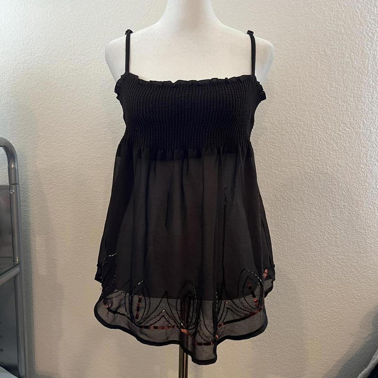 Y2k Babydoll Top With Ruffles And Beading With Babydoll Accents
